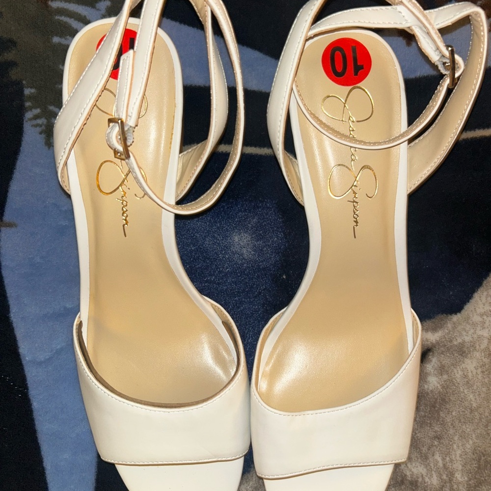 Jessica Simpson White Strappy Heels